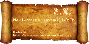 Maximovits Maximilián névjegykártya
